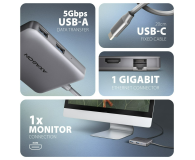 Axagon HMC-5HL, USB 5Gbps hub, 2x USB-A, HDMI 4k/60Hz, RJ-45 GLAN - 1353437 - zdjęcie 2
